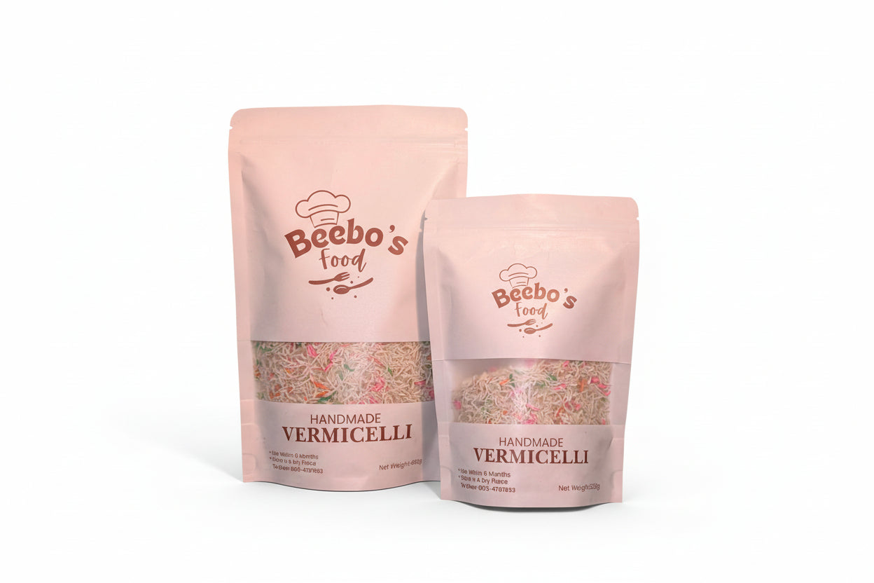 Two packages of Beebo's Handmade Vermicelli.